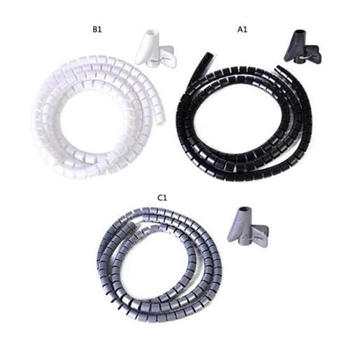 Spiral Cable Wrap, Spiral Cable Sleeve 1.5m Multicolor 10-30mm ID(Black,25mm Inside Diameter)