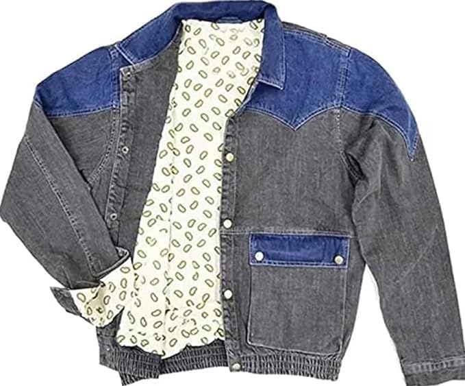 MUKHTALIF Back to Future Martyy Grey Denim Jacket For Mens Retro Vintage Jean Jacket - Main Image