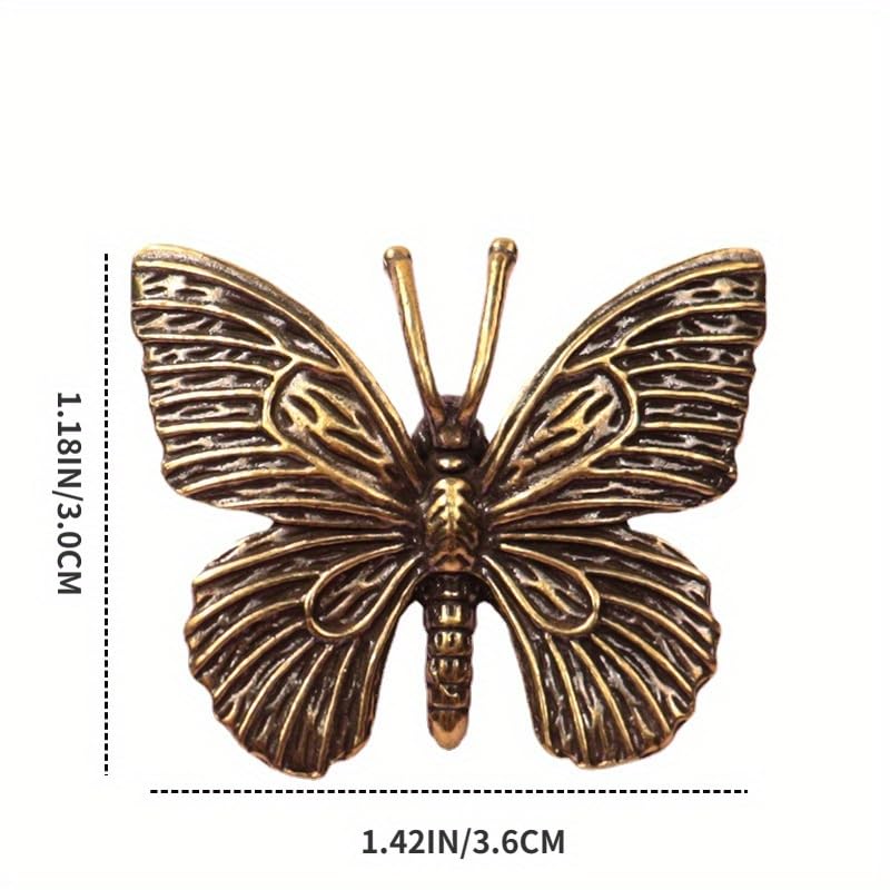 Estatua de Mariposa Vintage en Latón Retro 2 Piezas miniatura 2