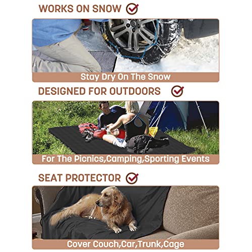 Tirrinia Waterproof Outdoor Blanket With Sherpa Lining, Windproof Triple Layers Warm Comfy Foldable For Camping Stadium thumb #4