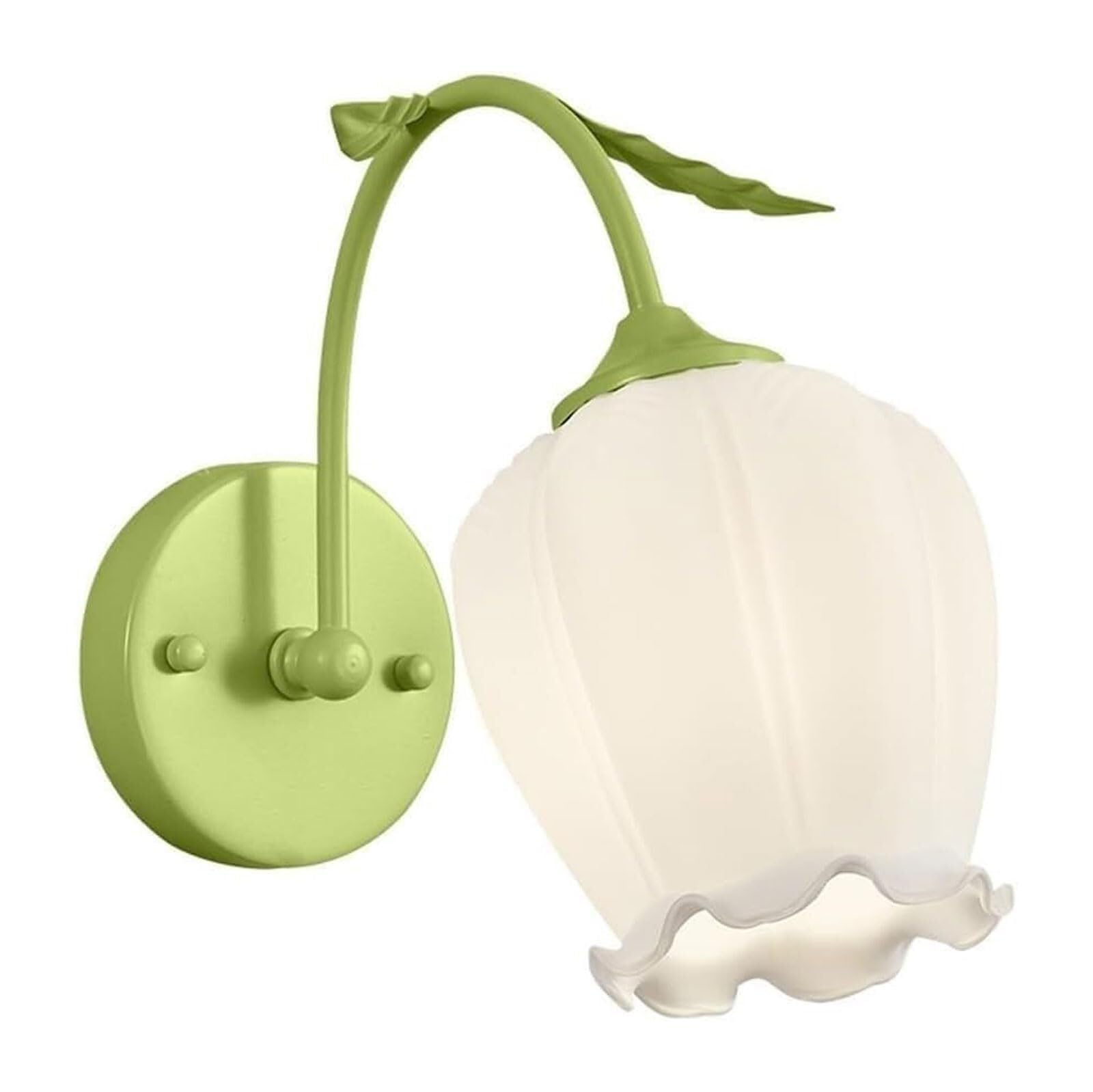 JYBNBBE Floral Glass Wall Sconce, Green/White French Glass Wall Light Fixture with Branch Leaf Design, E27 for Bedroom, Dining Room, and Hallway,Green