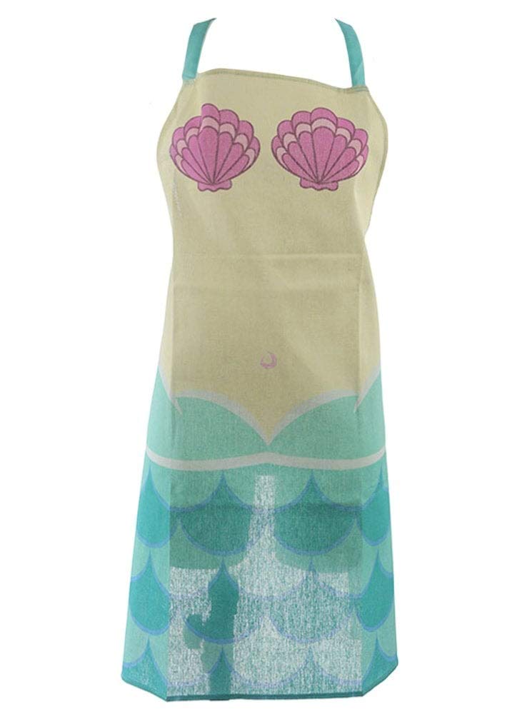 Puckator Mixed Poly Cotton Apron-Enchanted Seas Mermaid Body And Tail, Polycotton, Height 80Cm Width 72Cm