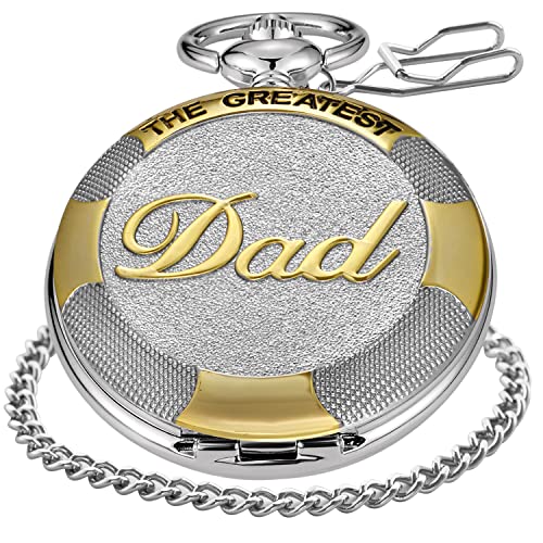 Reloj de bolsillo para hombre de cuarzo personalizado grabado con cadena fina de gala 1