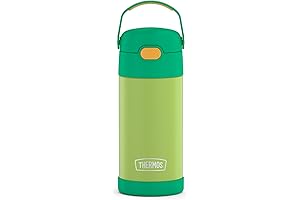 FUNTAINER Water Bottle for Kids: 12 Ounce, Lime/Orange - Vacuum Insulated Stainless Steel with Lid