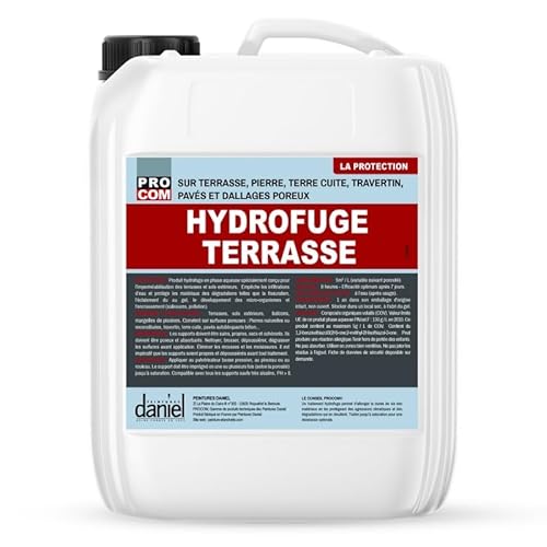 Hydrofuge terrasse incolore, imperméabilisation travertin, pierre naturelle, terre cuite, béton, dalles, pavés PROCOM 1 litre