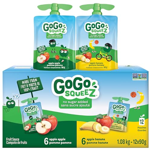 GoGo squeeZ Fruit Sauce Variety Pack, Apple, Banana, No Sugar Add...