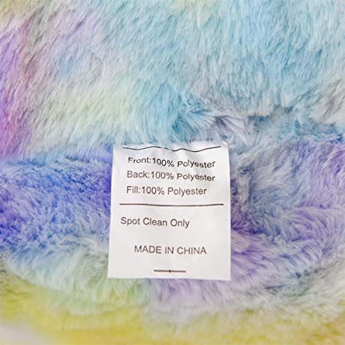Holawakaka Standard Faux Fur Bed Rest Pillow With Arms, Tie Dye Reading Pillows Perfect For Adults, Teens, Kids, Pregnancy Lumbar & Head Neck Coccyx Lower Back Support Cushion (Yellow Lavender) #TOP7