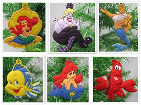 Christmas Tree Ornaments Little Mermaid Set Featuring Ariel and Friends - Unique Shatterproof Plastic Design