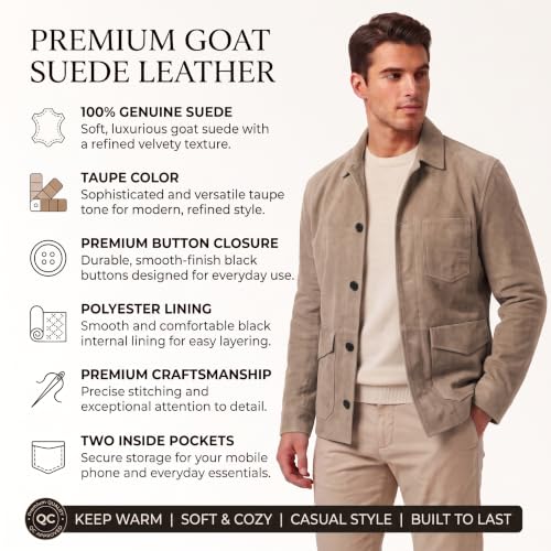 Image of Suede Leather Jacket Men - Real Lambskin Suede Casual Leather Jackets For Men - Mens Suede Jacket
