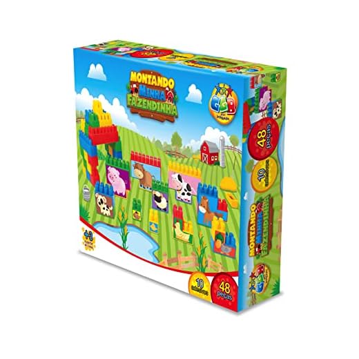 Blocos de Montar Montando Minha Fazendinha 48 Peças, GGB Plast, Multicor, 362