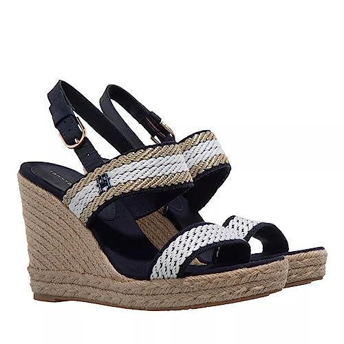 Compensée Haute tressée Tommy Hilfiger espadrille talon femme chic