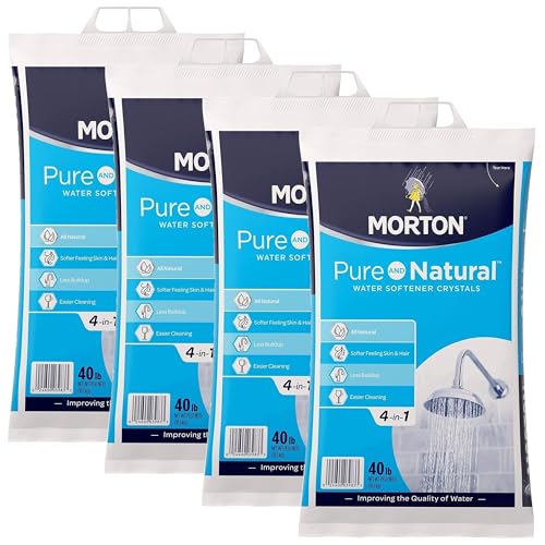 Morton Water Softener Salt, Morton Pure and Natural Solar 4 in 1 Salt Crystals for Water Softener, 40 lb Bag, 4 Pack