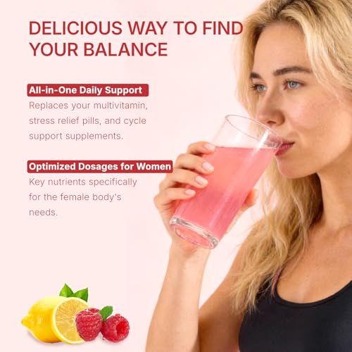 Hormone Balance for Women, Myo & D-Chiro Inositol Powder with Folate & Amino Acid & Ashwagandha - Ovarian Support, Mood Regulation & PMS Relief, Raspberry Lemon, 15 Servings - Image 6