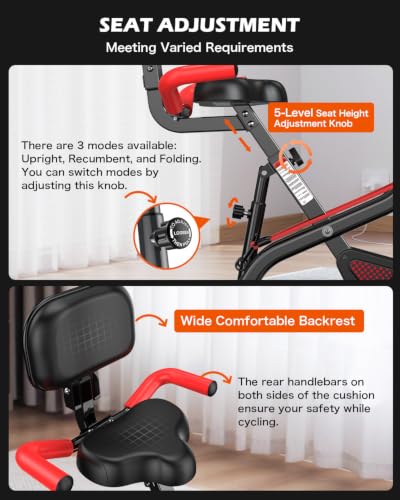 Image of pooboo Folding Magnetic X‑Bike, Upright Exercise Bike for Home Gym
