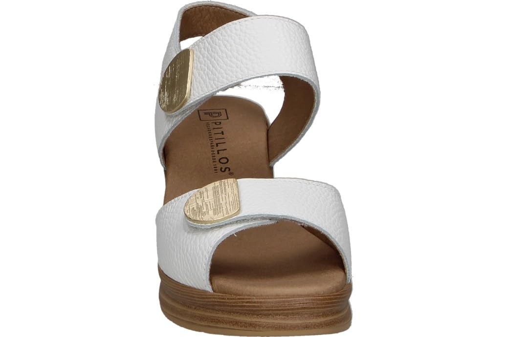 PITILLOS Sandalias de Piel Mujer – Sandalia con Cuña en Color Blanco – Sandalia de Verano – Cuña Alta y con Plataforma – Estilosas – Modelo 11054 – 39 EU
