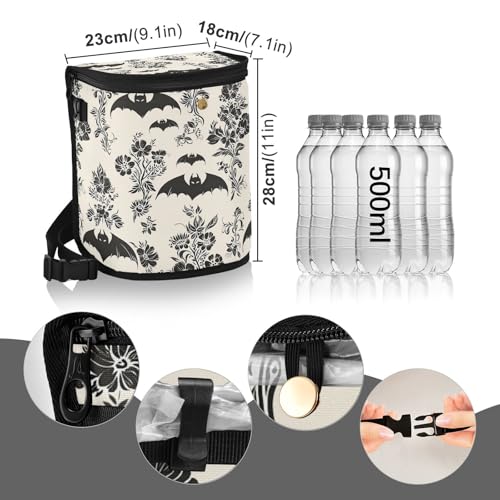 Image of senya Car Trash Can Car Garbage Can Car Waste Basket,Leak-Proof Car Trash Bin, Car Trash Hanging Car Accessories Gothic Floral and Bat Interior Car Organizer Bag