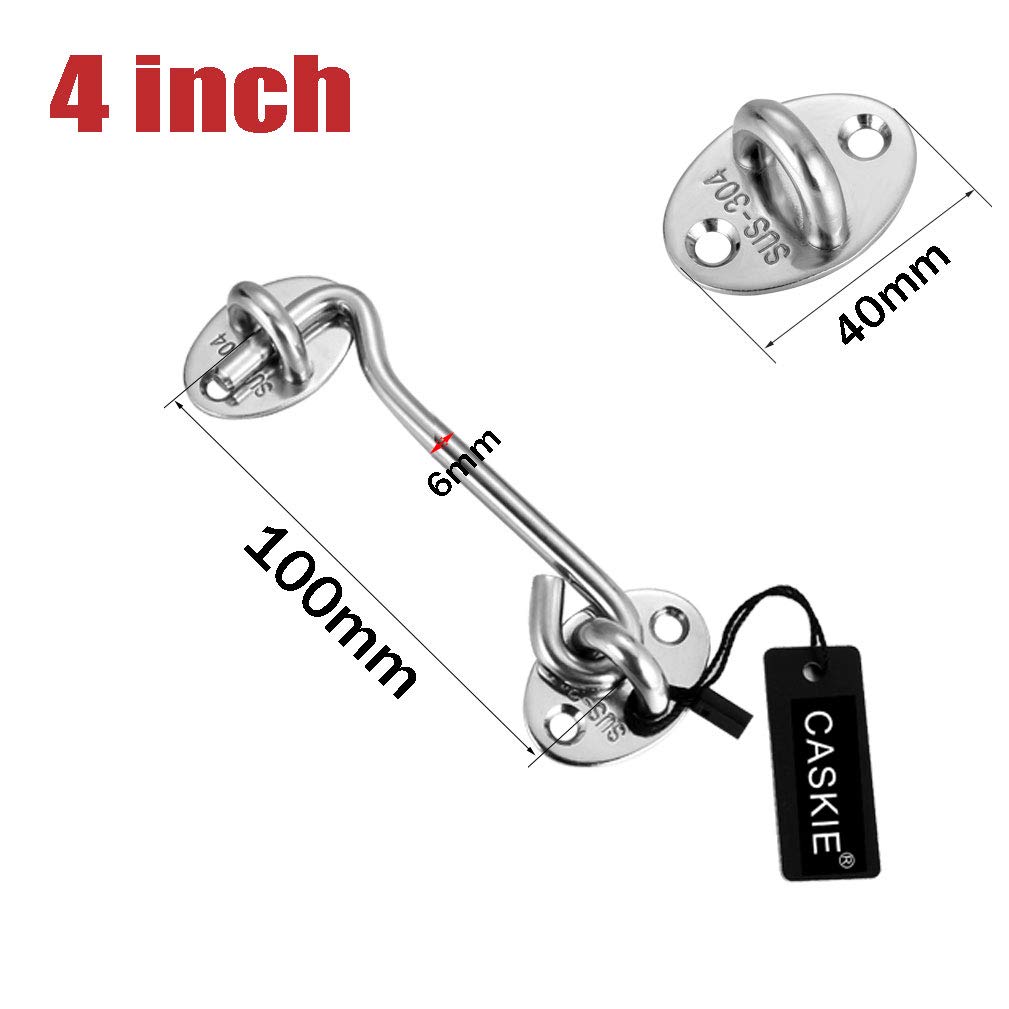 Gancio E Chiavistello In Acciaio Inox 4 Pollici - Per Porte, Finestre, Cancelli E Armadi - Foto 6