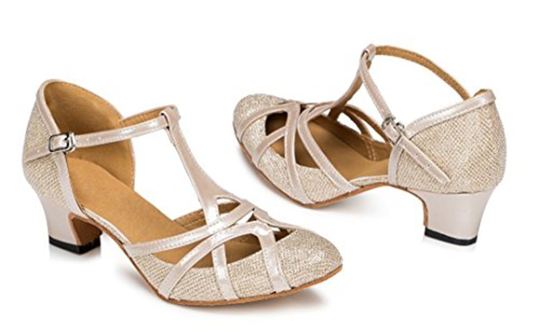 T-Starp - Zapatos de baile latino sintéticos con purpurina para mujer, para bodas, bailes de baile latino