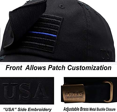 Image of Antourage American Flag Unisex Baseball Hat for Men and Women | USA Flag Mesh Snapback Flat Visor Cap + 2 Patriotic Patches