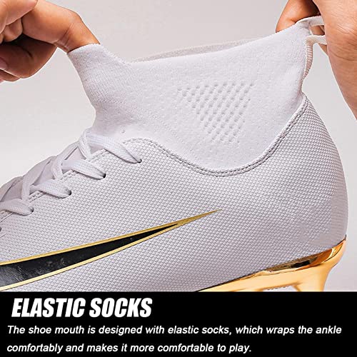 Unisex Voetbal Mannen Vrouwen Lange Spike Voetbalschoenen Volwassenen Anti-slip Voetbal Sneakers Ademende Futsal Schoenen Unisex Jongens Ademende Voetbal Sneakers,White-42 - Image 6