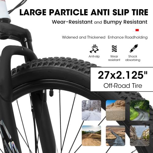 A27366 27 Inch Mountain Bike 21 Speed, Suspension Fork, Aluminum Frame Disc Brake, Mountain Biking for Both Men and Women