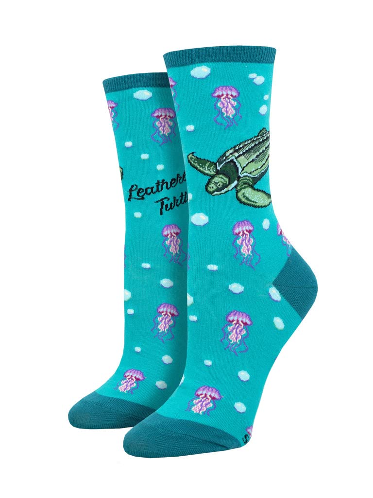 Socksmith Unisex Blue Womens Novelty Socks 1 Pair Endangered Species Leatherback Turtle Bamboo Crew Socks
