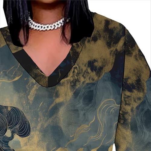 Image of Womens African Dresses Sexy Casual T-Shirt Dresses Long Sleeve Oversized Baggy Summer Sundress