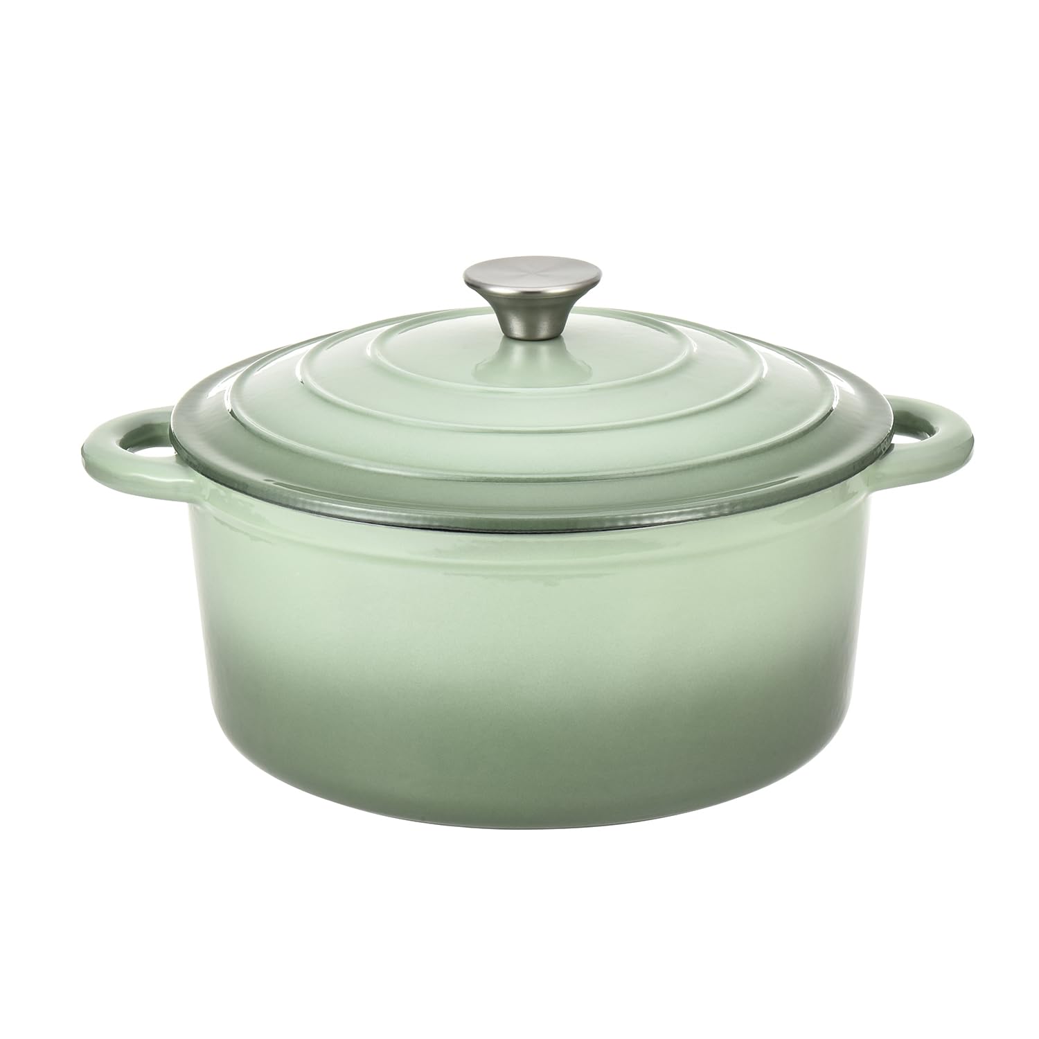 Hamilton Beach Enameled Cast Iron Dutch Oven 5.5-Quart Sage, Cream Enamel Dutch Oven Pot with Lid