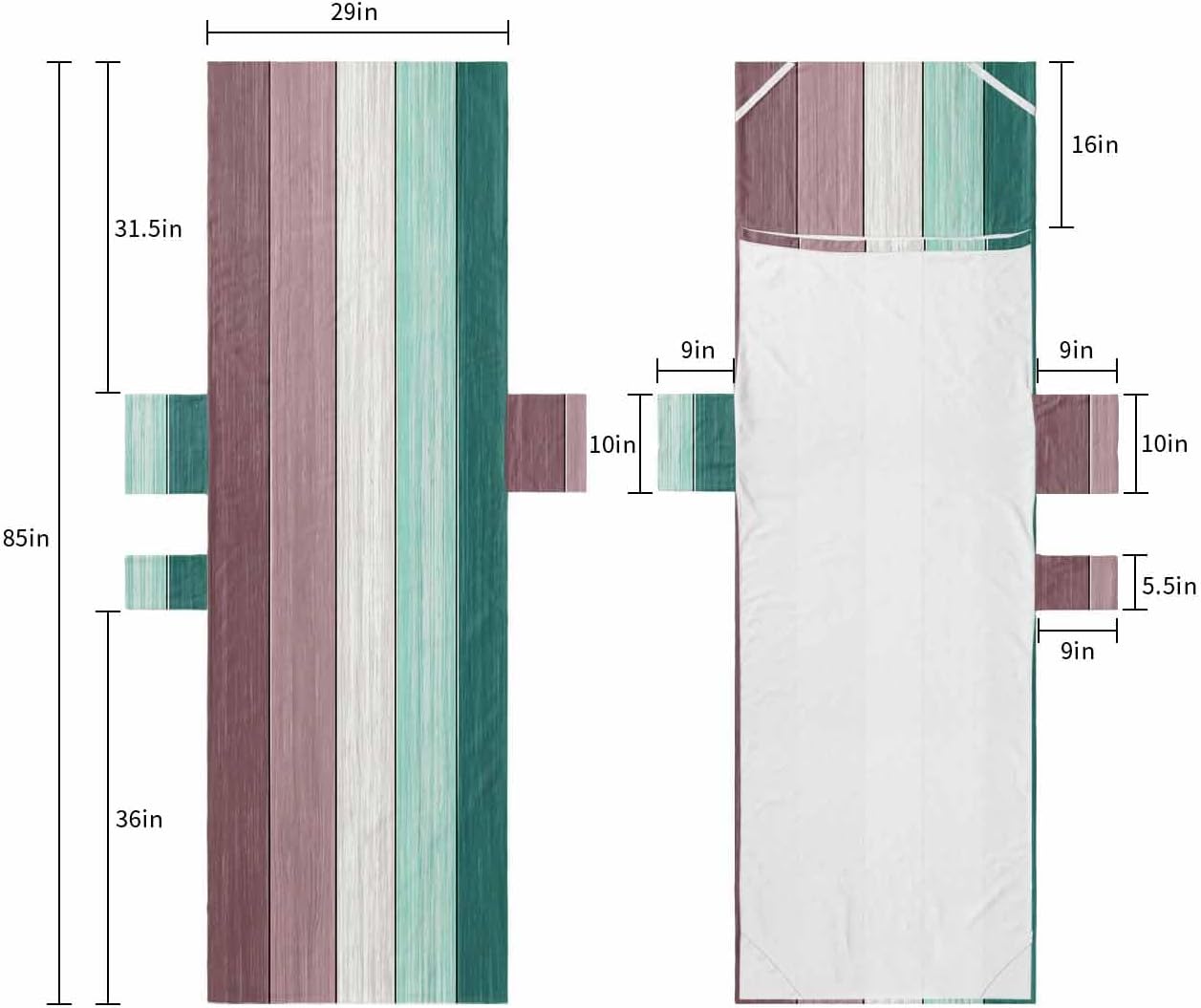 Rustic Wooden Beach Pool Patio Lounge Chaise Chair Cover Towel With Pockets,Absorbent & Quick Dry Microfiber Towel Cover Bag Summer Sunbathing Accessories Gradient Purple Teal Green Shabby Chic Grain