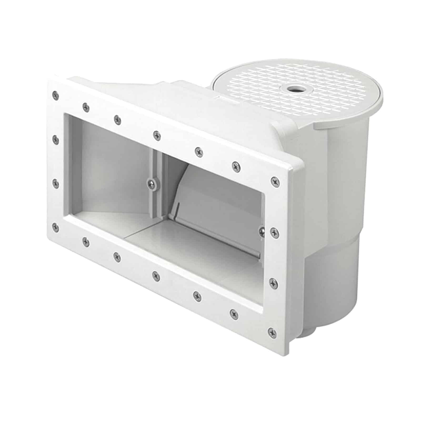 Skimmer da Parete Standard a Bocca Larga per Piscine di Liner. Include Una girante di Ritorno. Colore Bianco