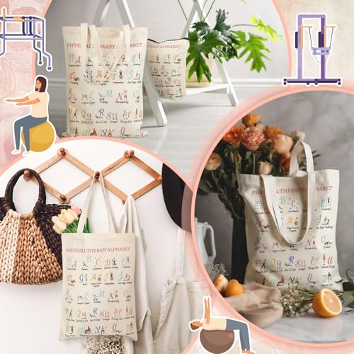2 Pcs Physical Therapy Gifts Occupational Therapy Gifts Thank You Retirement Presents for Women Teens Coworker Friend Tote Bag Makeup Bag for PT PTA OT World PT Day2