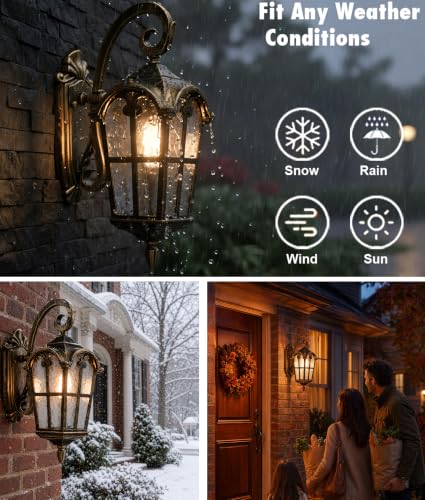 Image of YUBOLE Outdoor Wall Lights Waterproof Wall Sconce Hammered Texture Glass