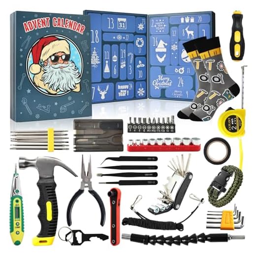 Moyel Tool Advent Calendar 2025 for Men 24 Days of Home Hand Tool Sets Christmas Advent Calendar Gadget for Men Adults Teen Boys Funny Countdown Gifts for Dad Boyfriend Husband Grandpa Mechanic