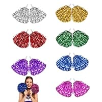Cheerleader Pompons, 14 Stücke Pompoms Cheerleading, Für Sportveranstaltungen Tanzpartys Schulfeiern Ballspiele Karnevalspartys Verwendet(Gold Rot Silber Blau Lila Grün Rosa)