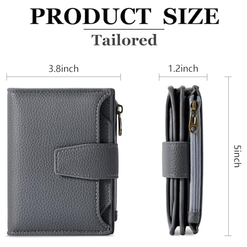 Image of Airkit Small Wallet Women RFID Blocking Soft Leather Bifold Compact Card Holder Wallet for Women with Zipper Coin Pocket 4 ID Window