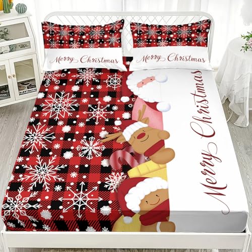 FANSU 3D-Weihnachten Spannbettlaken, 2025 Neu Mikrofaser Bettlaken...