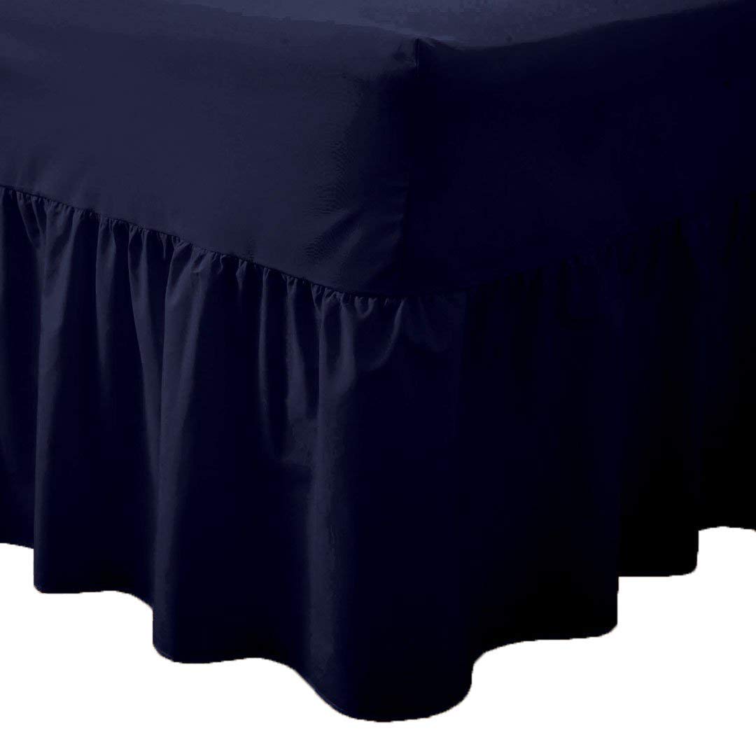 R&Z Navy Luxury Plain Polycotton Percale Valance Fitted Sheet Or Pillow Pair Cases (, Pillow Pair Case)
