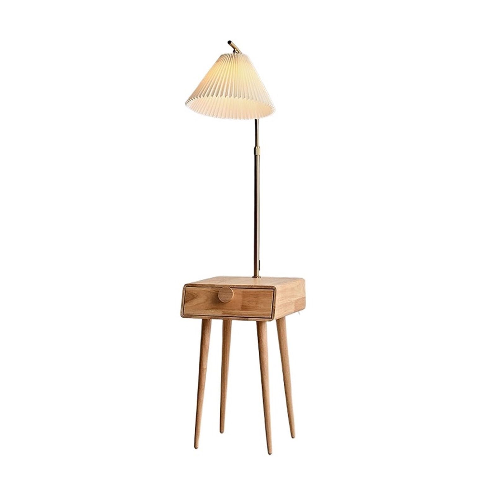 E7v2T9k6 Standard Lamp Floor Lamp with Table, 3-Color Temperature Lamps for Living Room, Bedroom, Modern with Drawer Corner