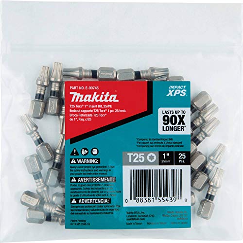 Makita E-00745 Impact XPS™ T25 Torx 1' Insert Bit, 25/pk, Bulk