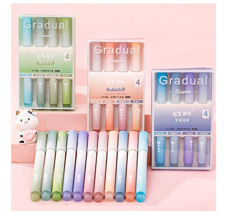 Image of Shuttle Art Aesthetic Cute Pastel Highlighter Pen Set (4 Pcs)-Soft Color Ink Highlighters, Quick Dry No Bleed Marker Pens with Chisel Tip for Note Taking,Journaling,School & Office Stationery(Orange)