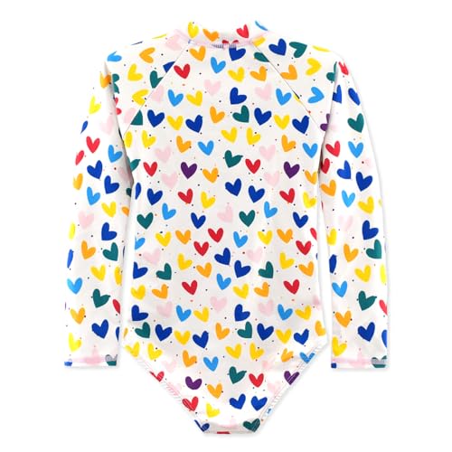 Image of Girls One Piece Swimsuit Long Sleeve Rash Guard UPF 50+ Age 2-12Y