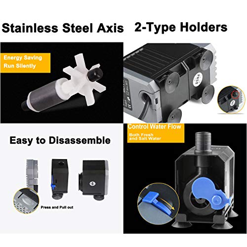 EXLECO Aquariumpumpe 600L/H 8W Tauchpumpen Mini Wasserpumpe Fontäne Pumpe Eco Filterpumpe klein Förderpumpe Ultra Leise Springbrunnen Pumpe mit 1,5M Kabel AC 220-240V für Aquarium Brunnen Steingarten
