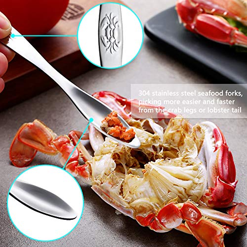 Crab Leg Crackers And Tools - Lobster Crackers And Picks Set Shellfish Crab Claw Cracker Stainless Steel Seafood Crackers & Forks - Lobster Tools For Eating #TOP2