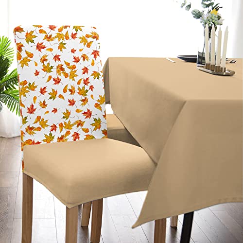 Fall Thanksgiving Chair Covers Maple Leaf Dining Chair Slipcovers Leaves Seat Protector Stretch Removable Party Decoration Set Of 4 #TOP4