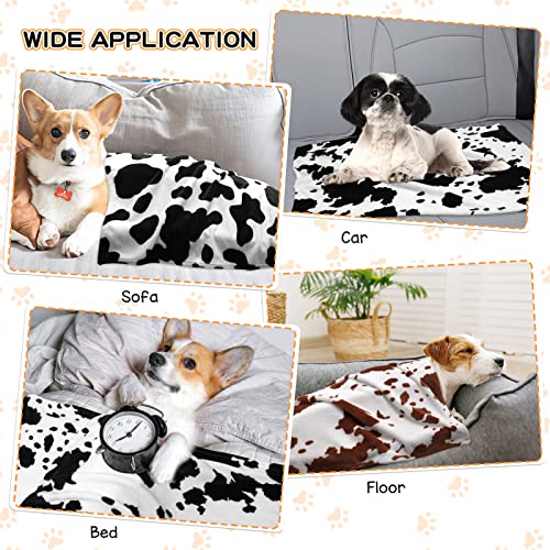 Image of Rezutan 1 Pack 3 Blankets for Dogs, Dog Blanket for Large & Medium Pet Cat, Premium Soft Fluffy Suitable for Dog Kennels & Beds, Sofas, Gifts Puppy Essentials, 41x31inch, Black Brown White Cow Print