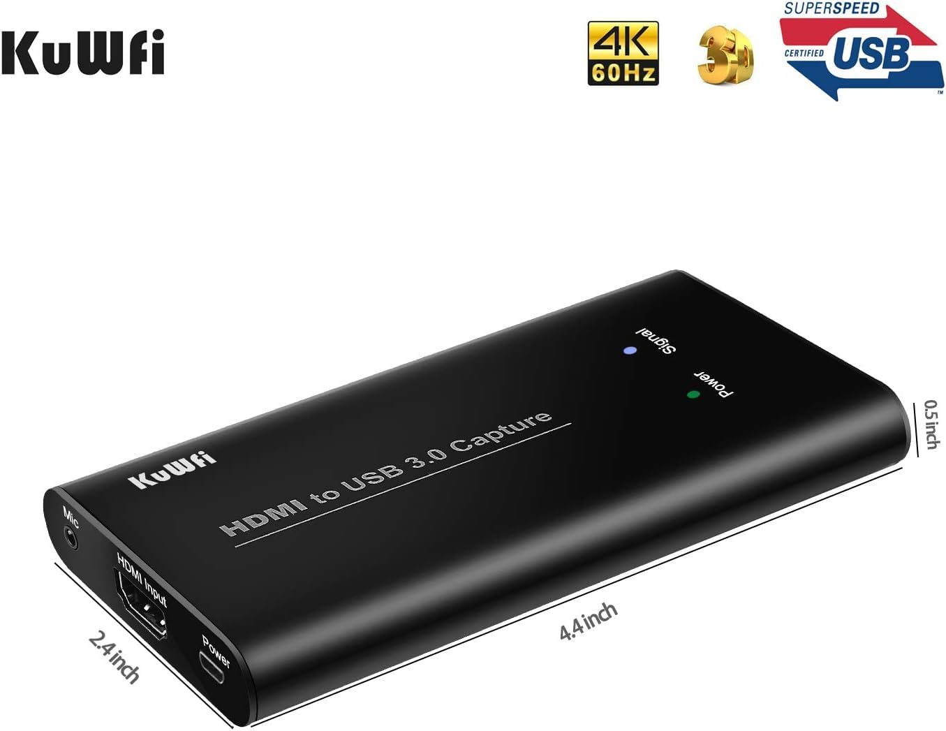 KuWFi USB 3.0 HDMI Video Audio Capture Card Device, Full HD 1080P for All HDMI Devices Such as Game Recording, Live Streaming Broadcasting with MIC Input