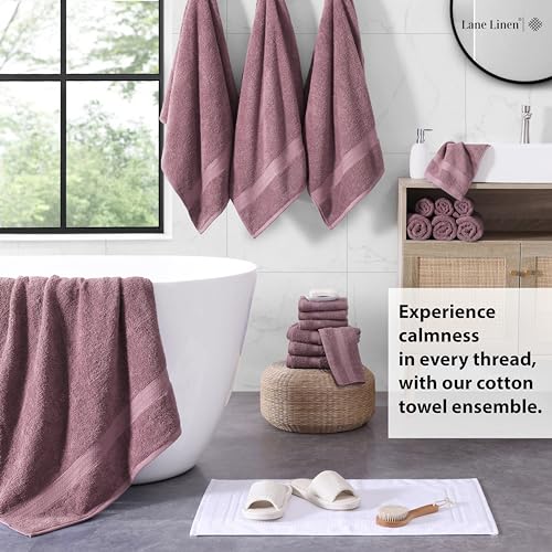 Image of LANE LINEN Bath Towel Set Absorbent Quick Dry 100% Cotton - Wishful Mauve