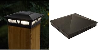 Classy Caps 6x6 Black Aluminum Oxford Solar Post Cap & Nuvo Iron Pyramid Post Cap, 6" x 6"