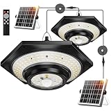 FabStyl Solar Indoor Outdoor Shed Light with 4000LM, Upgrade 228 LED Solar Pendant Light Daytime Available with 3 Color Temperature Remote Control Motion Sensors for Gazebo,Shed,Garage,Barn, 2 Packs