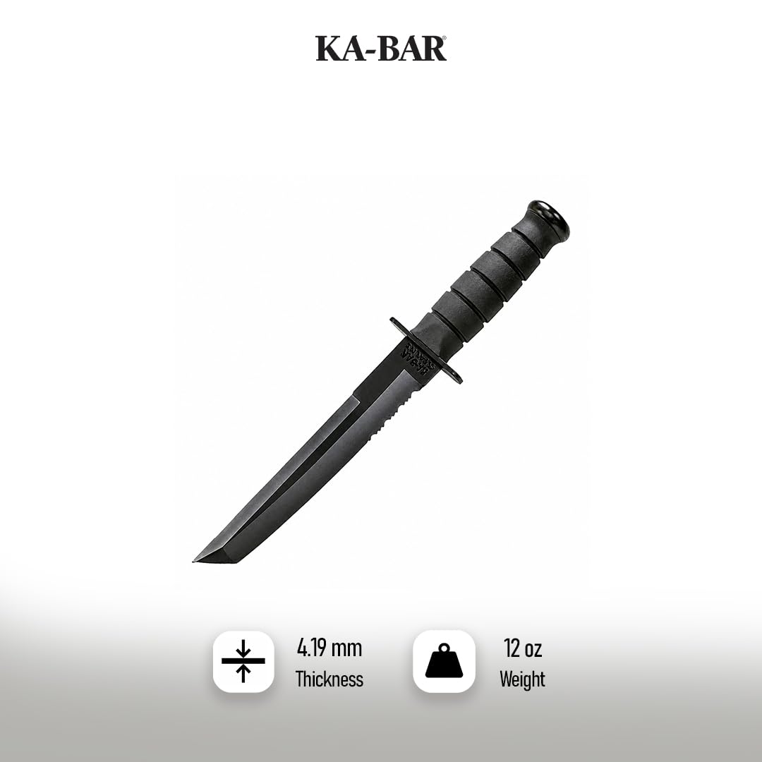 Amazon.com : Ka-Bar 1245CP Tanto Knife – Serrated Edge, Black